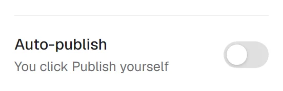 The Auto-publish switch, off by default.